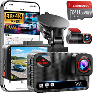 TERUNSOUL 4K+4K Dash Cam Front and Rear