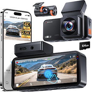 VIRROW 4K+2.5K Dash Cam Front and Rear